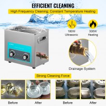 VEVOR 6.5L Ultrasonic Cleaner Jewelry Cleaner with Heater Timer for Jewelry Cleaning Knob Control Eyeglass Rings Dentures Music Instruments