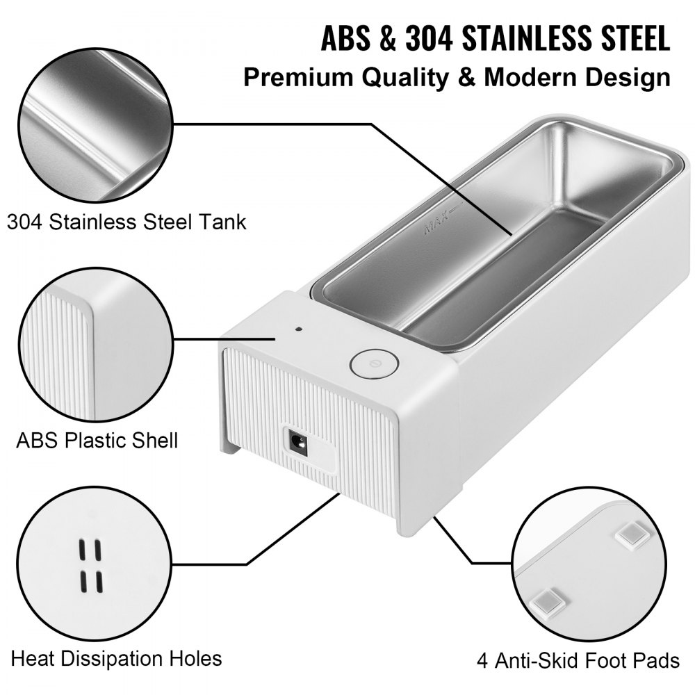 VEVOR Ultrasonic Cleaner 600ml MK-186 Jewelry Cleaner Clean Eye Glasses Dentures