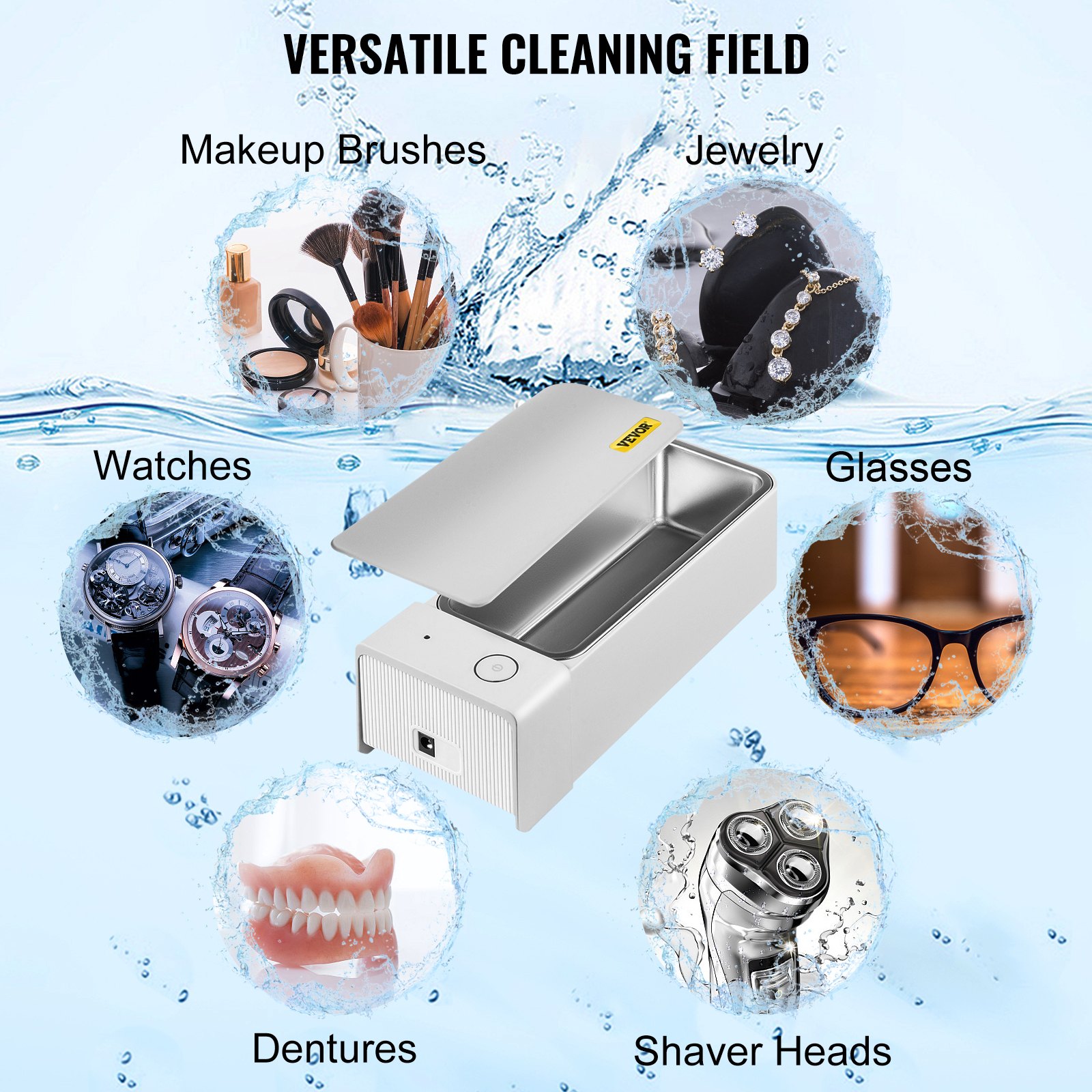 VEVOR Ultrasonic Cleaner 600ml MK-186 Jewelry Cleaner Clean Eye Glasses Dentures