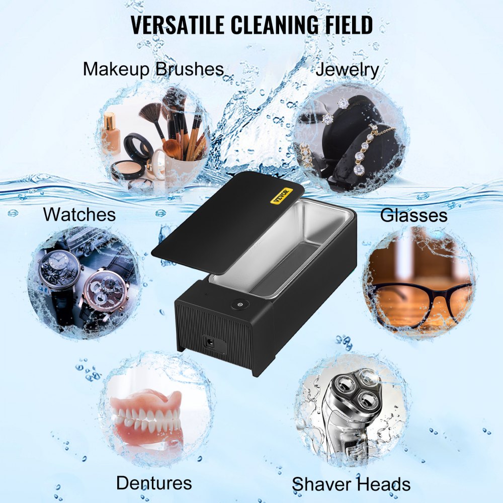 VEVOR Ultrasonic Cleaner 600ml MK-186 Jewelry Cleaner Clean Eye Glasses Dentures