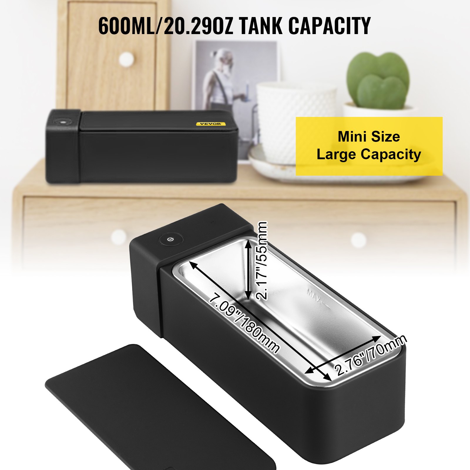 VEVOR Ultrasonic Cleaner 600ml MK-186 Jewelry Cleaner Clean Eye Glasses Dentures