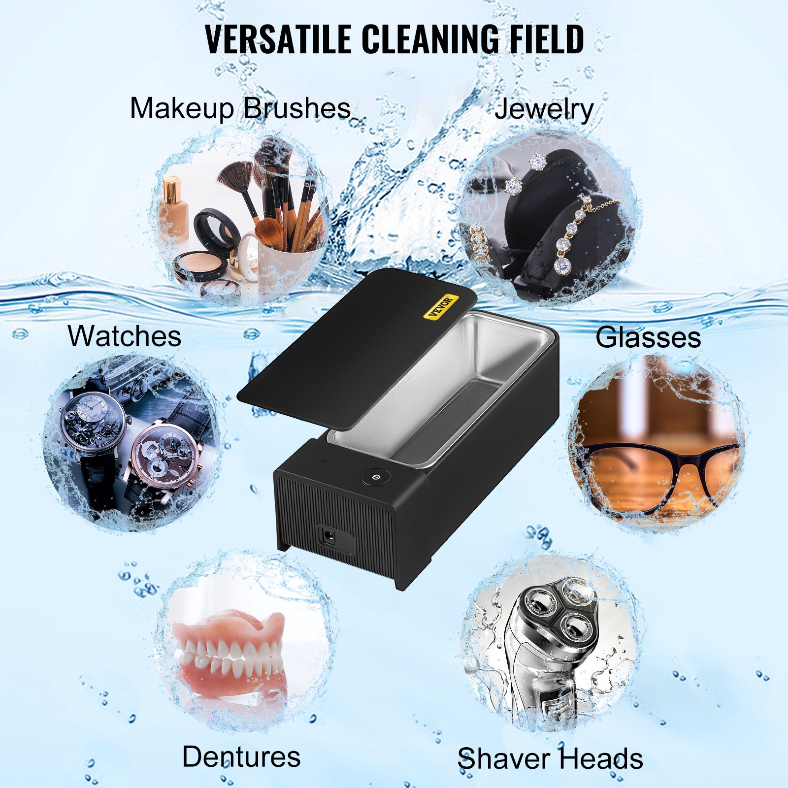 VEVOR Ultrasonic Cleaner 600ml MK-186 Jewelry Cleaner Clean Eye Glasses Dentures
