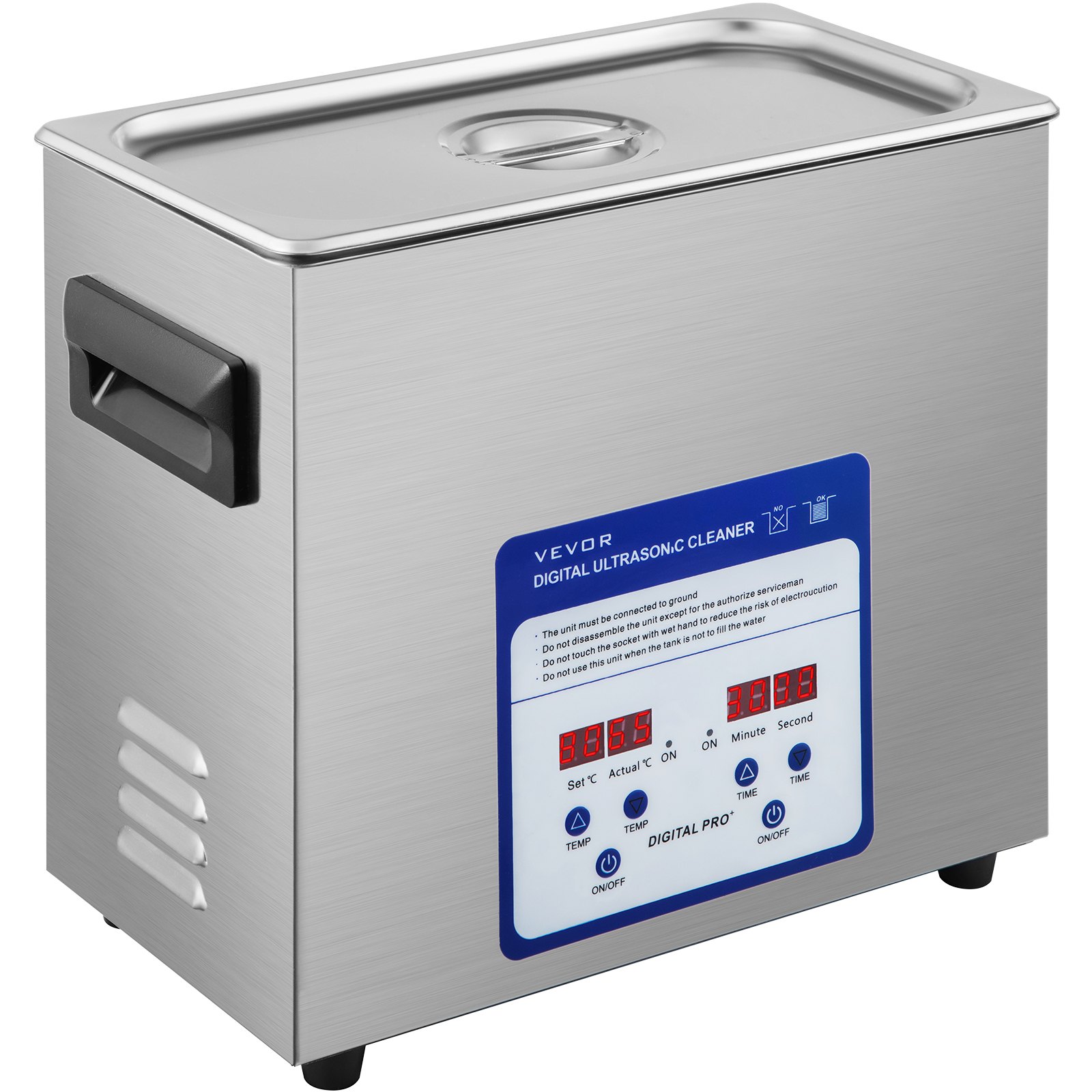 VEVOR Digital Ultrasonic Cleaner 6L with Heater Timer for Dentures Jewelry Coins