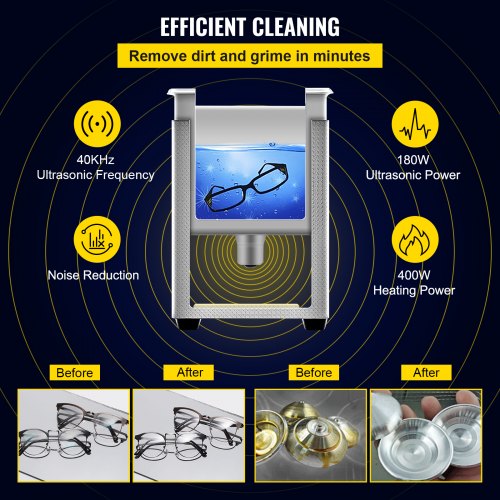VEVOR 6L Upgraded Ultrasonic Cleaner (200W Heater,180W Ultrasonic) Professional Digital Lab Ultrasonic Parts Cleaner with Heater Timer for Jewelry Glasses Instruments Cleaning