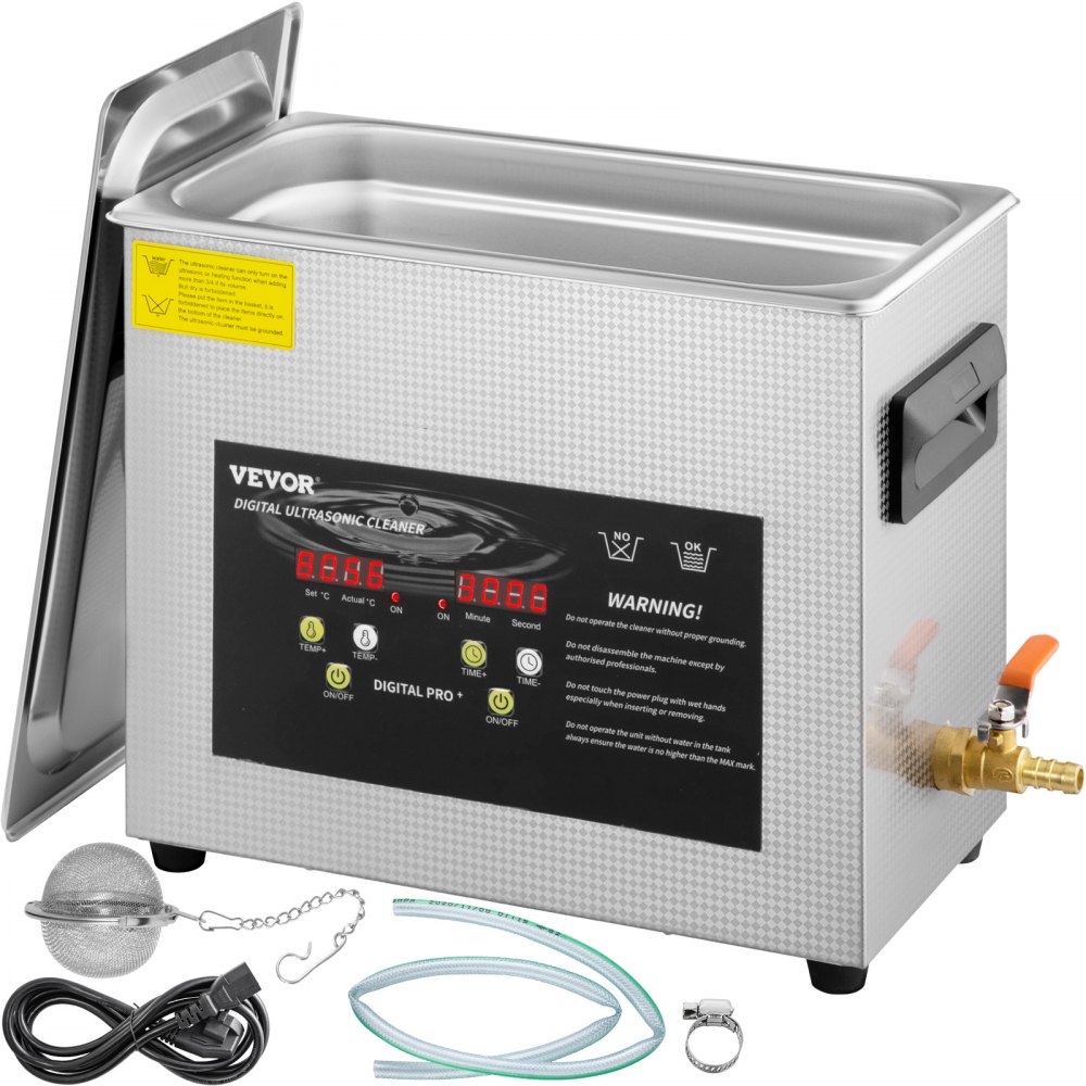 VEVOR Commercial Ultrasonic Cleaner 6L Professional Ultrasonic Cleaner  40kHz with Digital Timer&Heater 110V Excellent Cleaning Machine for Watch  Instruments Industrial Parts Excellent Cleaner Solution
