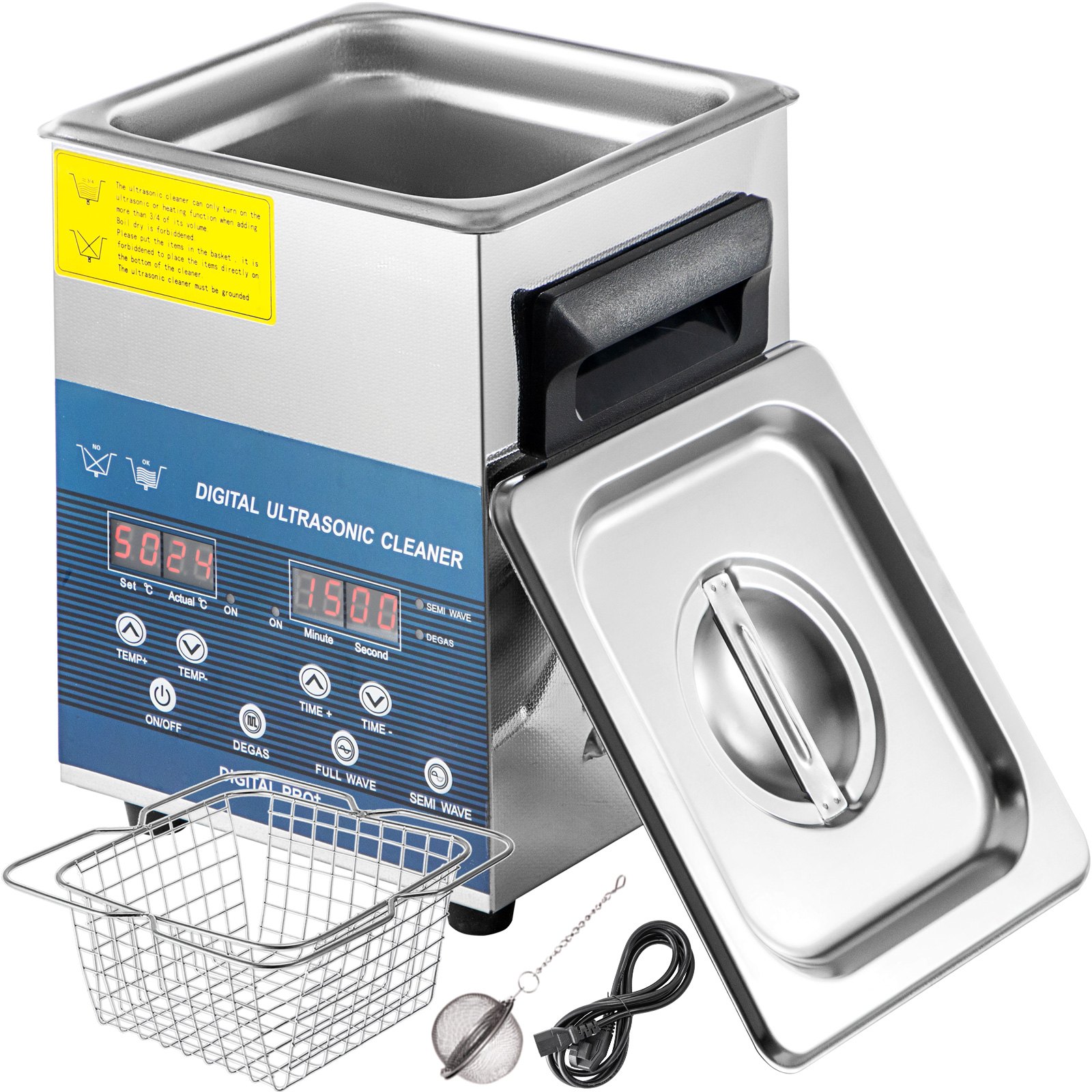 VEVOR 2L Ultrasonic Cleaner Cleaning Equipment Industry Heated W/ Timer Heater