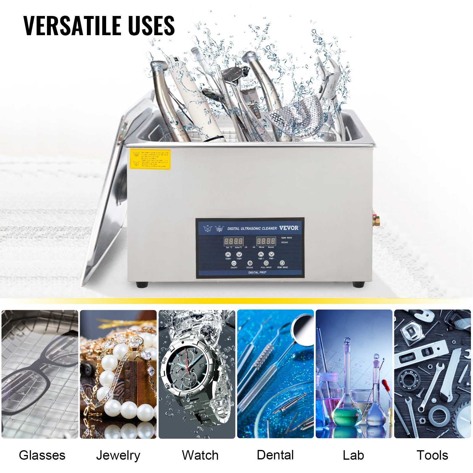VEVOR 30L Ultrasonic Cleaner Cleaning Equipment Industry Heated W/ Timer Heater