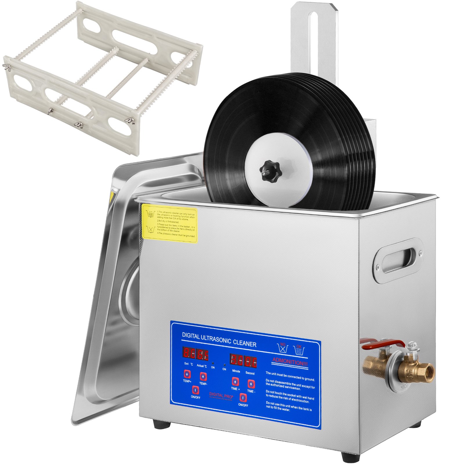 VEVOR 6L Ultrasonic Record Cleaning Machine Complete Set Drying Rack