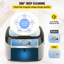 VEVOR Ultrasonic Machine, 1.2L Ultrasound Cleaner Machine, 40KHz Diamond Cleaner, 4 Buttons Jewelry Cleaner Machine, 70W Professional Ultrasonic Cleaner for Jewelry, Eyeglasses, Watches, Coins, Rings