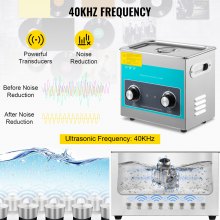 VEVOR Knob Ultrasonic Cleaner 3L 40kHz Ultrasonic Cleaning Machine Knob Control Sonic Cleaner 304 Stainless Steel Ultrasonic Cleaner Machine with Heater & Timer for Cleaning Jewelry Eyeglasses Watches