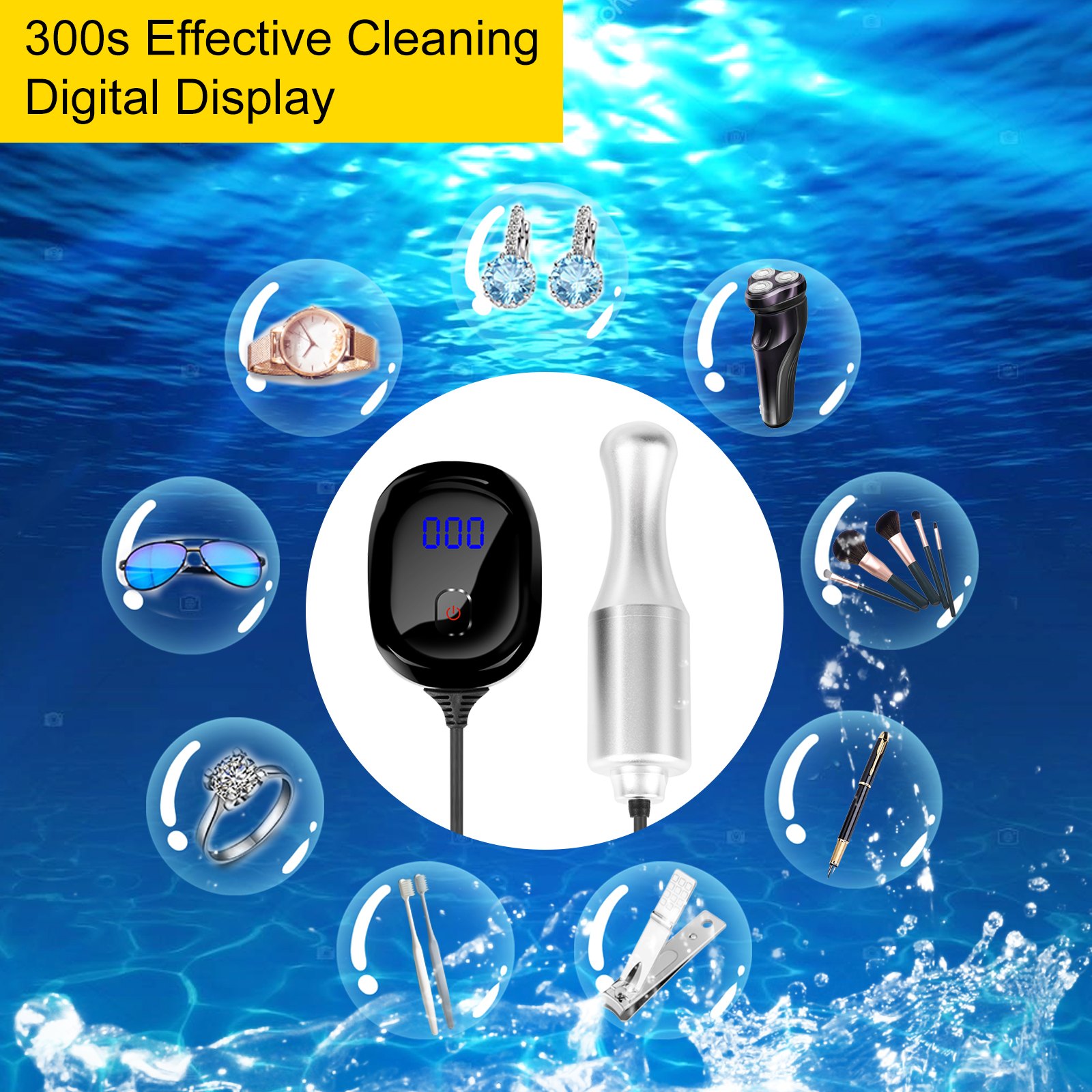 VEVOR Portable Mini Ultrasonic Soak Cleaner to Clean Vegetable Fruit and Clothes