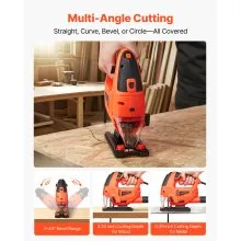 VEVOR Jig Saw Electric Jigsaw 6.5 Amp 3000 SPM Blade Speed with 6 pcs Blades LED