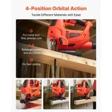 VEVOR Jig Saw Electric Jigsaw 6.5 Amp 3000 SPM Blade Speed with 6 pcs Blades LED