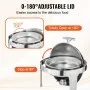 VEVOR roll top chafing dish with 0-180° adjustable lid, open at 90° and 180° for easier food access.