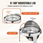 VEVOR Roll Top Chafing Dish Buffet Set, 6 Qt 2 Pack, Stainless Steel Chafer with 2 Full Size Pans, Round Catering Warmer Server with Lid Water Pan Stand Fuel Holder, for at Least 5 People Each