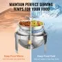 VEVOR roll top chafing dish showcasing hot and cold food storage capabilities with dual compartments.