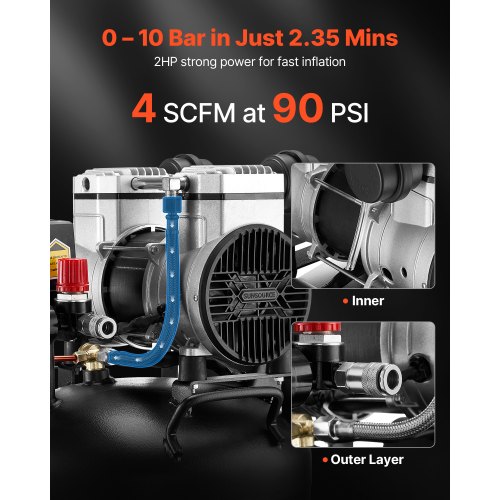 Õlivaba püstine kompressor 30 l, 1,5 kW, 10 bar — pilt 2