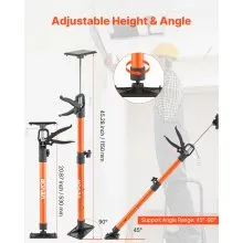 VEVOR Cabinet Jack Support Pole, 2-Pack, 54-155 cm Steel Telescopic Quick Support Rod, Adjustable 3rd Hand System up to 70 kg Capacity for Installing Cabinets, Lifting Drywall, Cargo Bars