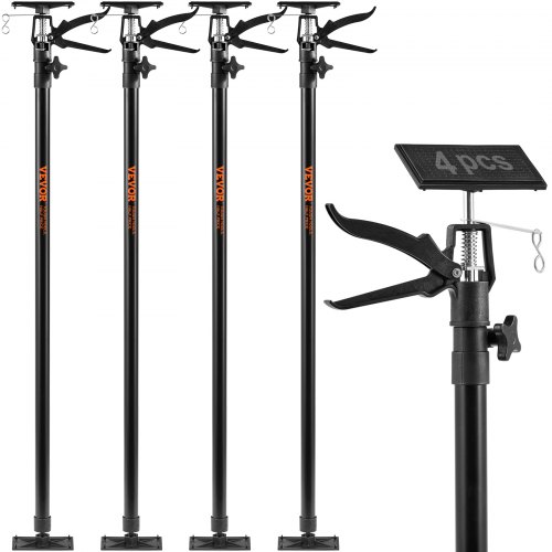 VEVOR Adjustable Support Pole, 4 Pcs 66 lbs Capacity 3rd Hand Support System, 45.2 in - 114.17 in Telescoping Support Pole, with Storage Bag, for Cabinet Jacks, Cargo Bars, Drywalls, Tire Jack
