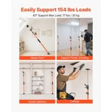 VEVOR Cabinet Jack Support Pole, 4-Pack, 116-290 cm Steel Telescopic Quick Support Rod, Adjustable 3rd Hand System up to 70 kg Capacity for Installing Cabinets, Lifting Drywall, Cargo Bars