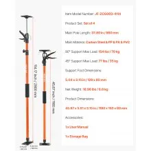 VEVOR Cabinet Jack Support Pole, 4-Pack, 116-290 cm Steel Telescopic Quick Support Rod, Adjustable 3rd Hand System up to 70 kg Capacity for Installing Cabinets, Lifting Drywall, Cargo Bars