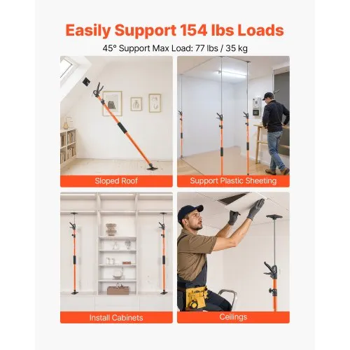 Barre de support télescopique en acier pour 3ème main réglable, outils de construction pour crics d'armoire, barres de cargaison, support de cloison sèche, extensible de 40,6 à 81,3 cm