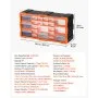 VEVOR 22-Drawer Storage Organizer, Plastic, Drawer Storage Cabinet for Garage Organization, Stackable Small Parts Organizer, Wall-Mounted Toolbox, for Hardware, Beads, Screws, Crafts, Building Bricks