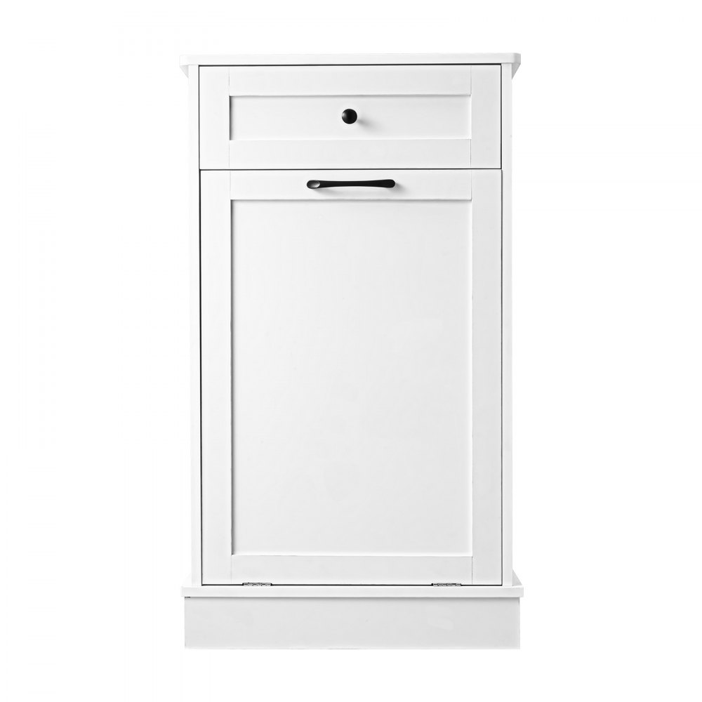 Tilt Out Trash Bin Cabinet Freestanding Kitchen Garbage Holder with Drawer