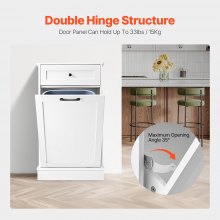 Tilt Out Trash Bin Cabinet Freestanding Kitchen Garbage Holder with Drawer