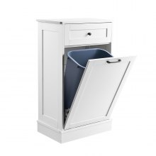 Tilt Out Trash Bin Cabinet Freestanding Kitchen Garbage Holder with Drawer