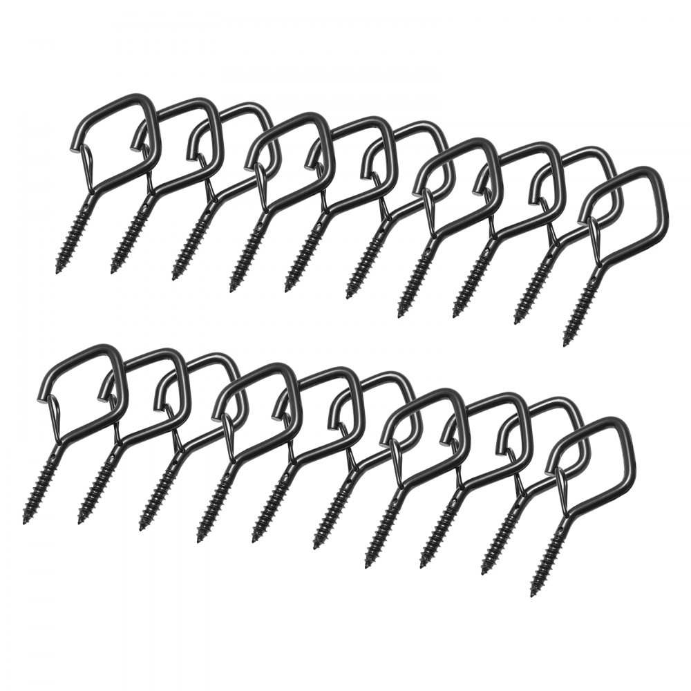 VEVOR 20 PCS Q-Hanger Hooks, 2.17 in Q Hanger String Light Hooks Outdoor, Heavy Duty Outdoor Screw Hooks with Security Buckle, for Hanging Outdoor String Lights, Christmas Lights, Cups, Decors (Black)