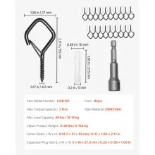 VEVOR 20 PCS Q-Hanger Hooks, 2.17 in Q Hanger String Light Hooks Outdoor, Heavy Duty Outdoor Screw Hooks with Security Buckle, for Hanging Outdoor String Lights, Christmas Lights, Cups, Decors (Black)