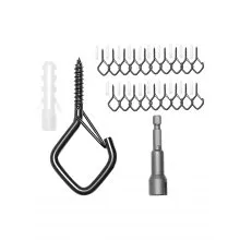 VEVOR 20 PCS Q-Hanger Hooks, 2.17 in Q Hanger String Light Hooks Outdoor, Heavy Duty Outdoor Screw Hooks with Security Buckle, for Hanging Outdoor String Lights, Christmas Lights, Cups, Decors (Black)