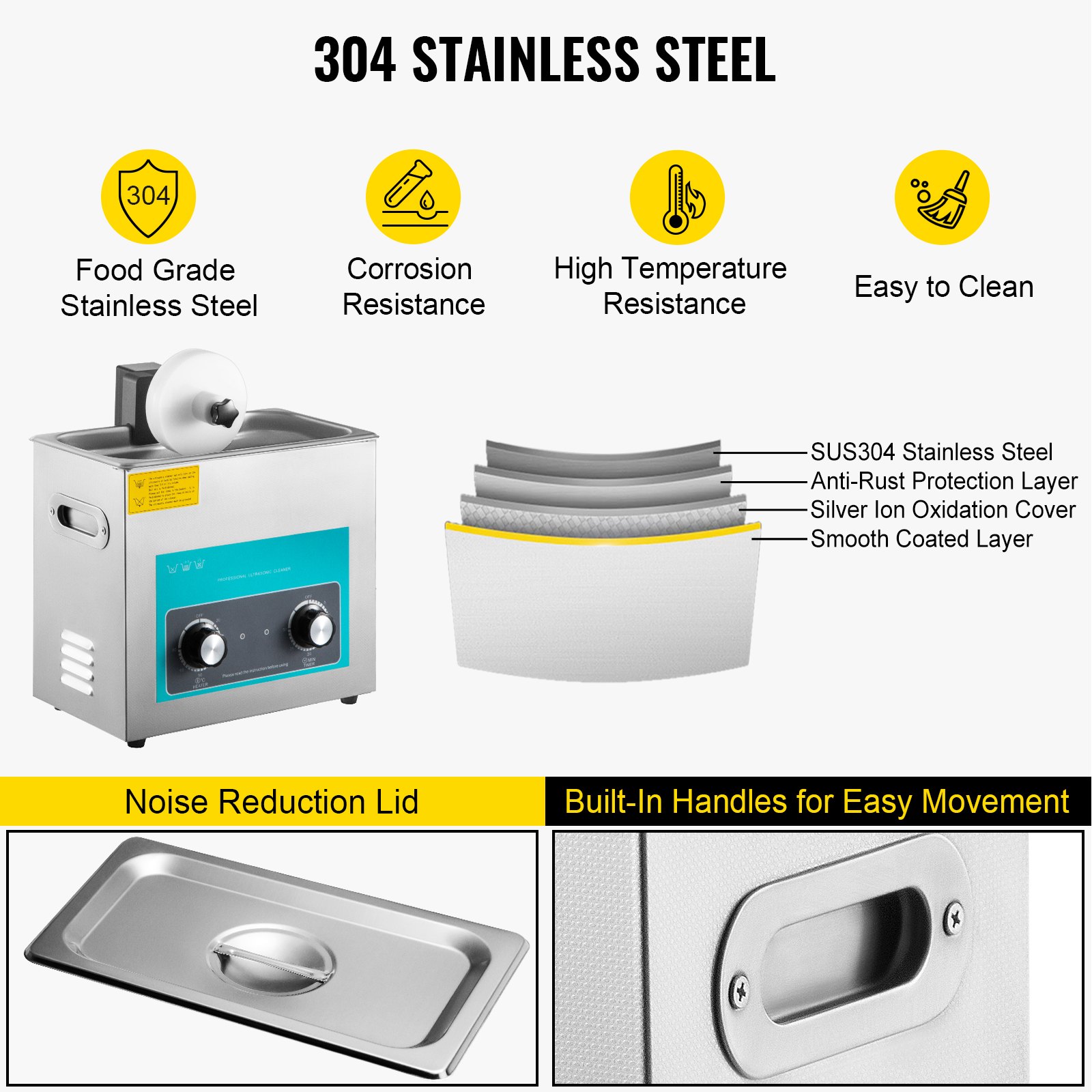 VEVOR Ultrasonic Vinyl Record Cleaner 6L 40kHz Vinyl Ultrasonic Cleaning Machine Knob Control Record Ultrasonic Cleaner 4 Records Vinyl Sonic Cleaner Stainless Steel Tank with Mechanical Heater & Time