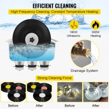 VEVOR Ultrasonic Vinyl Record Cleaner 6L 40kHz Vinyl Ultrasonic Cleaning Machine Knob Control Record Ultrasonic Cleaner 8 Records Vinyl Sonic Cleaner Stainless Steel Tank w/ Mechanical Heater & Timer
