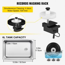 VEVOR Ultrasonic Vinyl Record Cleaner 6L 40kHz Vinyl Ultrasonic Cleaning Machine Knob Control Record Ultrasonic Cleaner 8 Records Vinyl Sonic Cleaner Stainless Steel Tank w/ Mechanical Heater & Timer