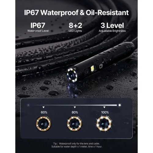 Tööstuslik endoskoop kolme kaameraga, 11,4cm IPS-ekraan, 5m kaabel — pilt 4