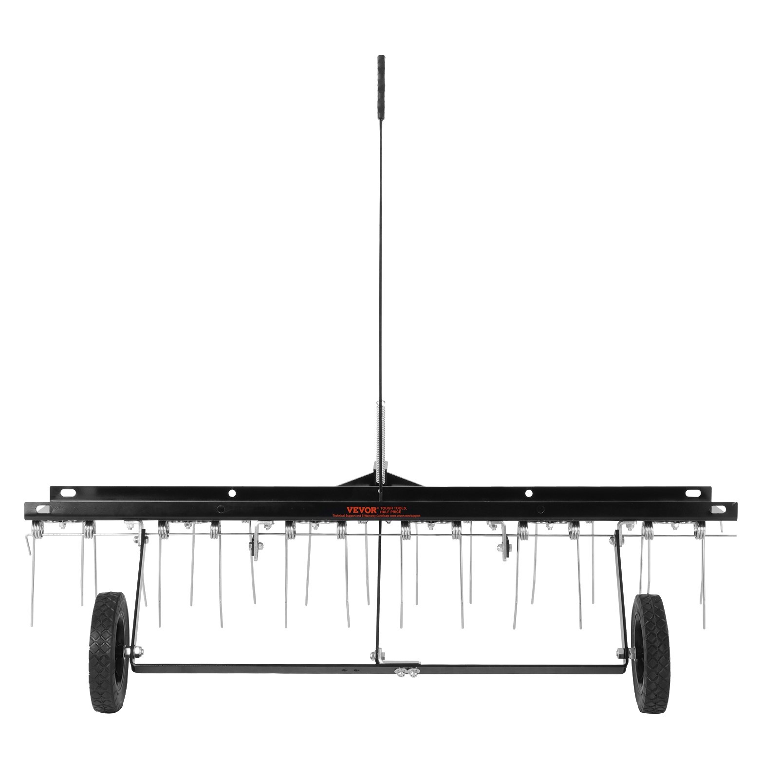 VEVOR Tow Behind Dethatcher, 1219mm Tow Dethatcher with 24 Spring Steel Tines, Lawn Dethatcher Rake for ATV or Mower, Tow Behind Lawn Rake with Lift Handle for Garden Farm Grass