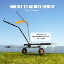 VEVOR Tow Behind Dethatcher, 60-inch Tow Dethatcher with 24 Steel Tines, Lawn Dethatcher Rake for ATV or Mower, Tow Behind Lawn Rake with Lift Handle for Leaves, Pine Needles, and Grass