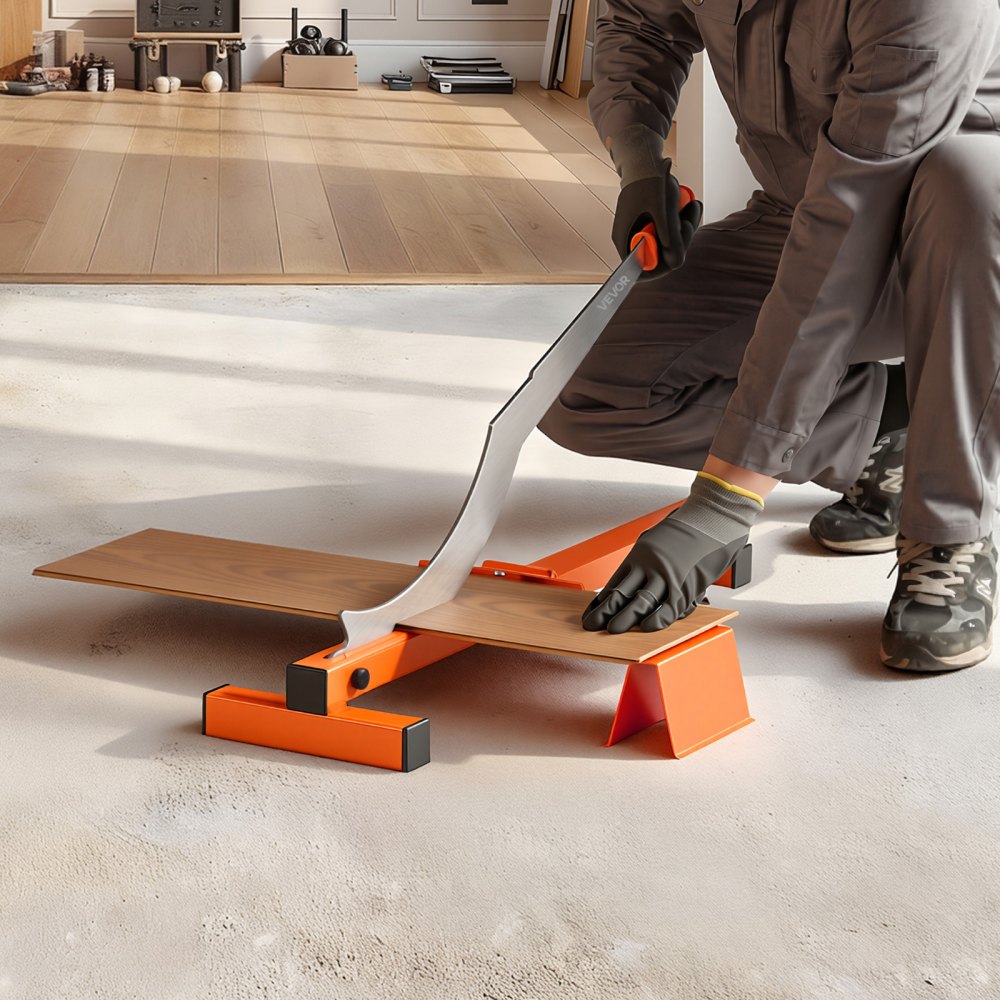 VEVOR 304.8mm Vinyl Floor Cutter, 10mm Thick Laminate Flooring Cutter with Cutting Angle Guide, Rubber Handle, Honing Stone, D2 Steel Blade for Cutting Laminate, Vinyl, Home Renovation