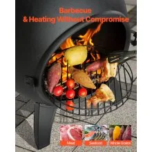 VEVOR 22 Inch Chiminea Outdoor Aluminum Fireplace with Grill Mesh & Chimney Coat