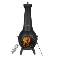 22 Inch Chiminea Outdoor Aluminum Fireplace with Grill Mesh & Chimney Coat