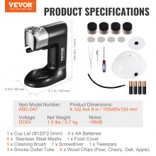 VEVOR Smoking Gun Kit, Old Fashioned Wood Smoke Infuser, Cocktail Smoker with Four Flavors of Wood Chips and Accessories, Cold Smoke for Foods and Drinks, Bourbon Whiskey Gifts for Father/Husband/Men