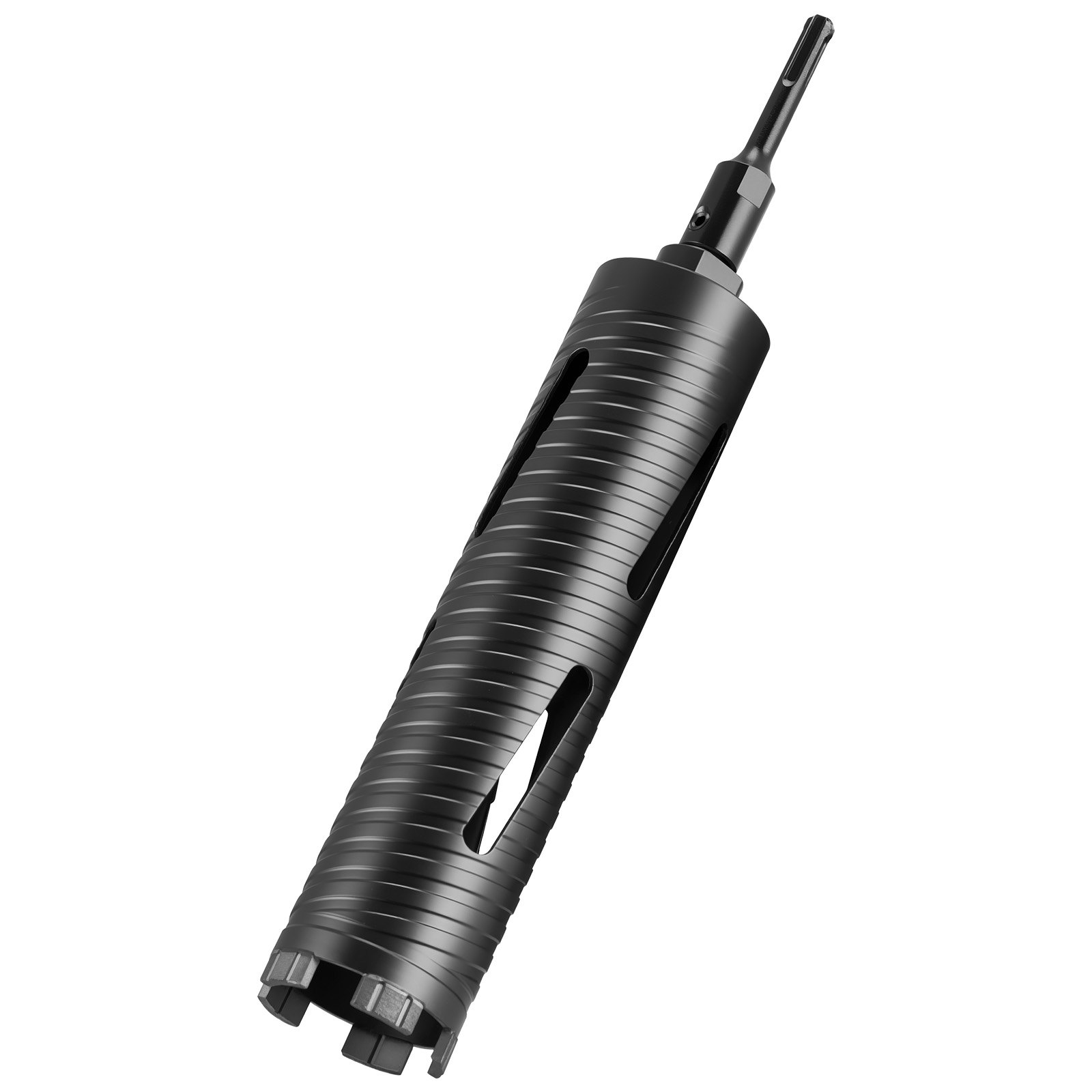 VEVOR Core Drill Bit, 2-1/2 inch Diameter, 9-1/2 inch Drilling Depth, 5/8-11 Internal Thread, Diamond Dry Coring Bit with 3 Adapters, Pilot Drill and Hex Wrench, for Concrete, Red Bricks, and Masonry