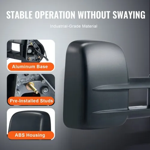 Tow Trucks Manual Towing Mirrors For 1988-2000 Chevy Silverado & GMC Sierra - Black, No Heat, No Signal, Direct Replacement Pair (Perfit Zone PZ-111497) Pair Mirrors For Trucks Without Signal - Foto 9