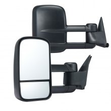 VEVOR Espejos de remolque, par izquierdo y derecho para Chevrolet Silverado (1988-1998)/GMC, espejo de remolque con vidrio plano y convexo, control manual telescópico plegable y ajuste de cuatro direcciones, negro