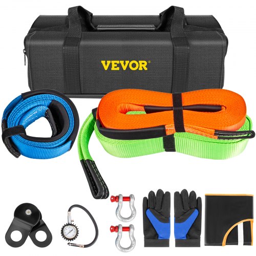 Vevor Winch Recovery Kit Snatch Block Kit With 3 Xtow Straps11pcs Offroad Gear