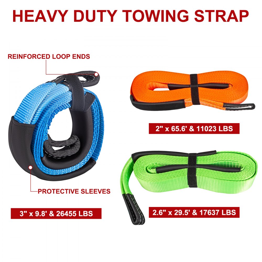 Vevor Winch Recovery Kit Snatch Block Kit With 3 Xtow Straps11pcs Offroad Gear