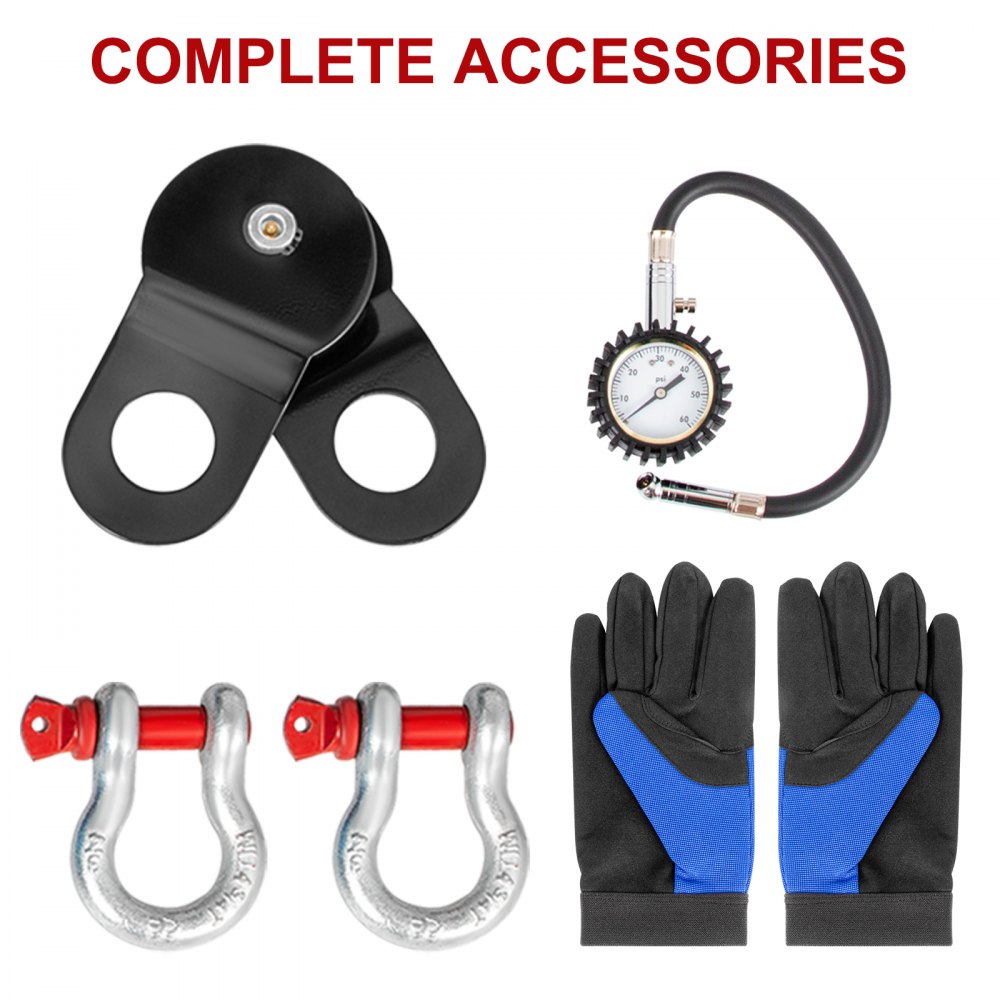 Vevor Winch Recovery Kit Snatch Block Kit With 3 Xtow Straps11pcs Offroad Gear