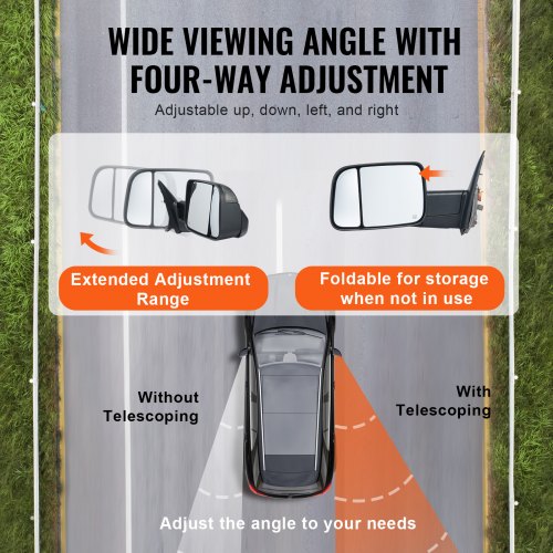 Power Heated Towing Mirrors For Dodge Ram 1500 2500 3500 (2002-2008) W/ Signal & Manual Fold